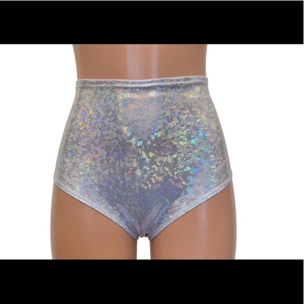 Silver shattered glass booty shorts